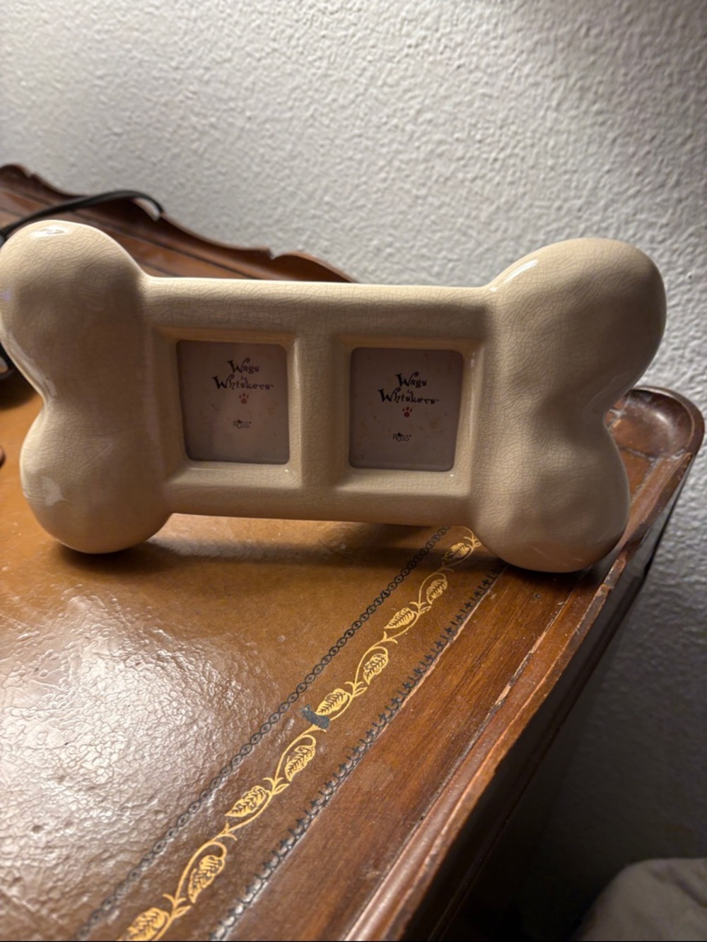 Russ Cream Bone-Shaped Double Photo Frame